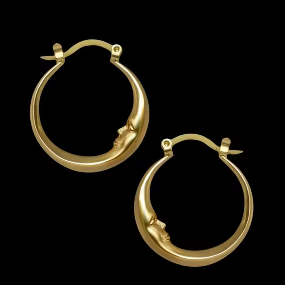 Gold Crescent MoonHoop Earrings